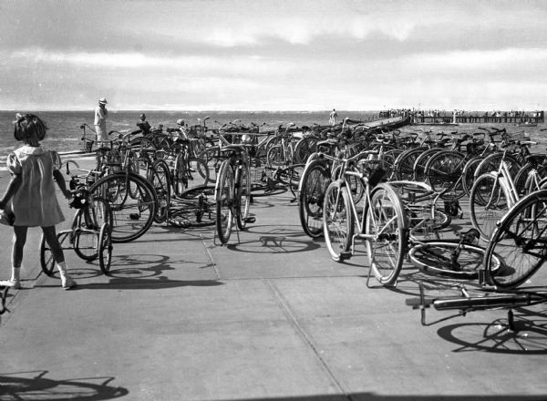 A bicycle parking lot at the beach at Point o' Woods, Fire Island’s oldest, self-contained community.