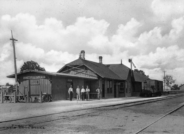 The San Antonio and Aransas Pass Railroad Depot was built in 1884, and is the only of two railroads that was formed in San Antonio itself.  Published by Lay's Drug Store.