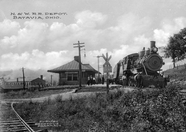 Originally known as the Cincinnati and Eastern Railway, the Norfolk and Western Railroad received its new name in October 1901. Caption reads: "N. & W. R.R. Depot, Batavia, Ohio."