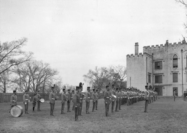 A view of a student formation and band at Georgia Military College.
