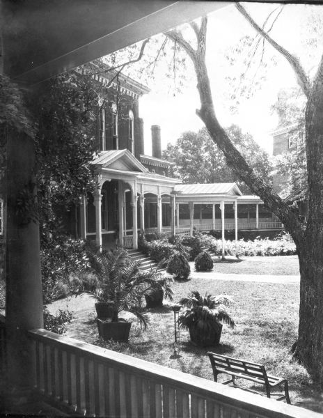 View from the porch of Tift Hall toward Ponder Hall, which opened in 1883. The building was erected on the campus of Bessie Tift College, founded in 1849.