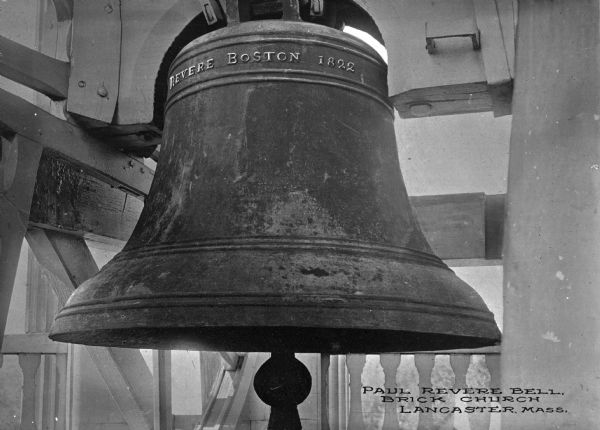 View of the Paul Revere Bell, made in 1822 by the Paul Revere Foundry.  The bell was erected at Fifth Meeting House, designed by Charles Bulfinch and completed in 1817.