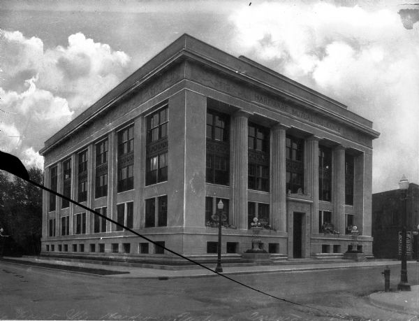 Exterior of the Hardware Mutual Insurance office building. The Wisconsin Retail Hardware Association and the Fire and Casualty Company opened the new three-story building on August 2, 1922.