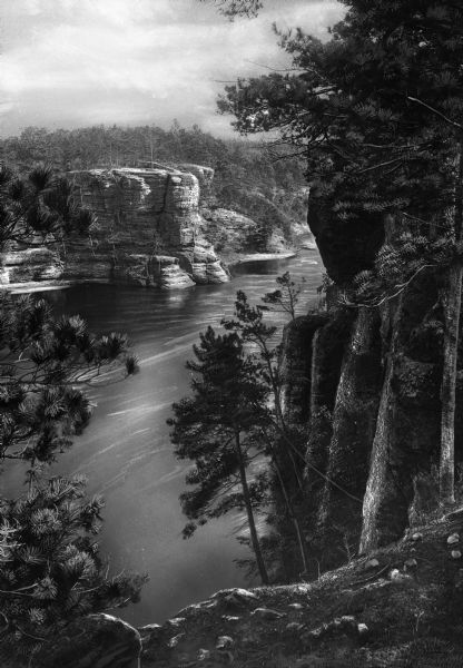 View of rock formations on the Wisconsin River.