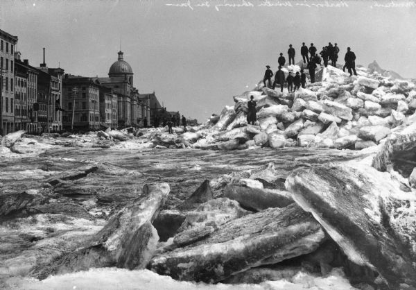 Ice Jam in Harbor | Photograph | Wisconsin Historical Society