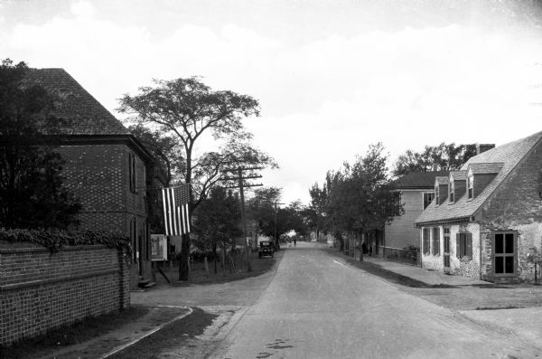 View down Main Street, lined with residences.