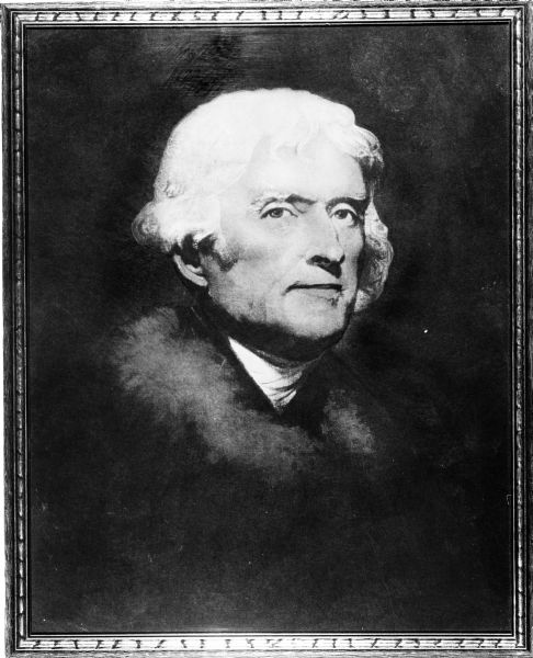 Portrait of Thomas Jefferson.  Copy by unknown artist of an 1805 portrait by Rembrandt Peale (1778-1860).