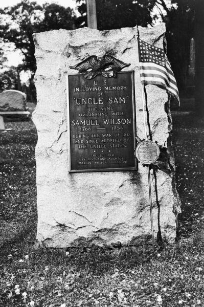 Grave of Samuel Wilson (1766-1854), erected in 1931 by his granddaughter Marion Wilson (Sheldon) at Oakwood Cemetery.