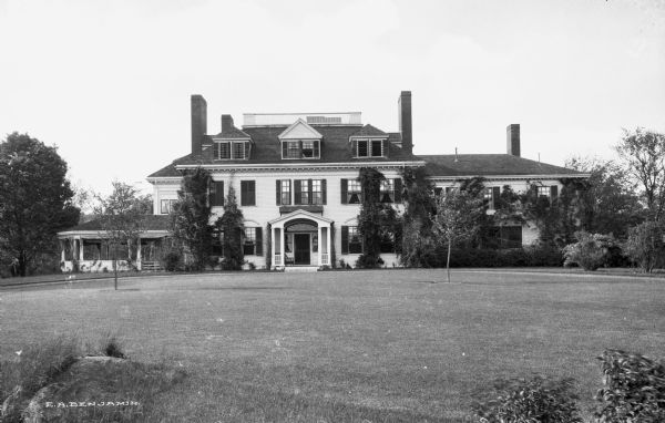 Exterior frontal view of Cherry Hill, the residence of Mr. and Mrs. McBurney.