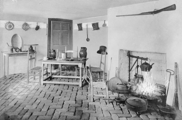 Interior view of the kitchen at Ash Lawn, built in 1799 by Thomas Jefferson.