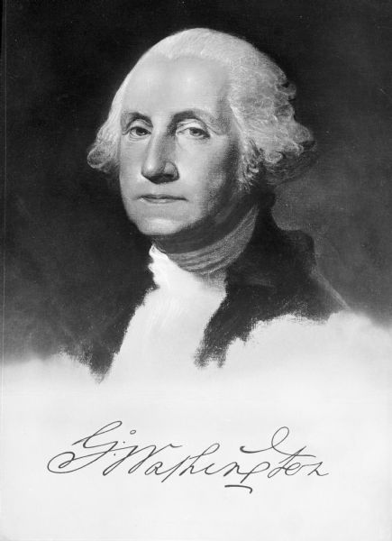 A portrait of George Washington, our nations first president, possibly done by Gilbert Stuart.