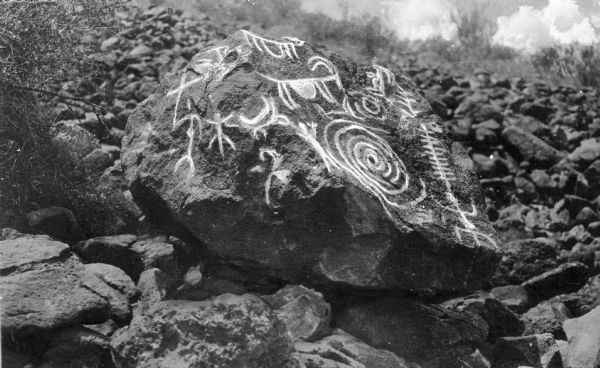 Native American petroglyph rock carving near Tucson.