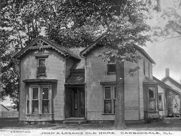 View of the home of General John A. Logan, U.S. Senator and Republican vice-presidential nominee of 1884. TCaption reads: "John A. Logan's Old Home. Carbondale, Ill."