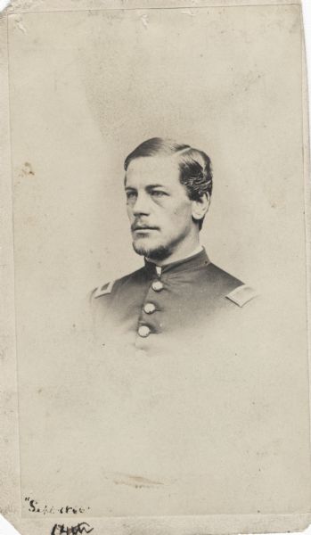 Vignetted carte-de-visite portrait of Corporal William H. Upham, Company H, 2nd Wisconsin Infantry.