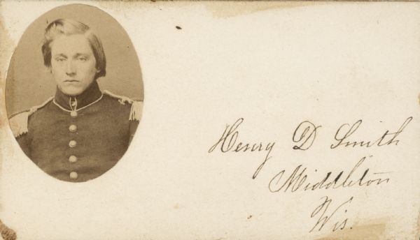 Photographic calling card of Second Lieutenant Henry D. Smith (Middleton, WI), Company B, 11th Wisconsin Infantry.