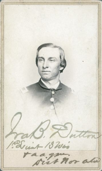 Vignetted carte-de-visite of 1st Lieutenant Ira B. Dutton, 13th Wisconsin Infantry.