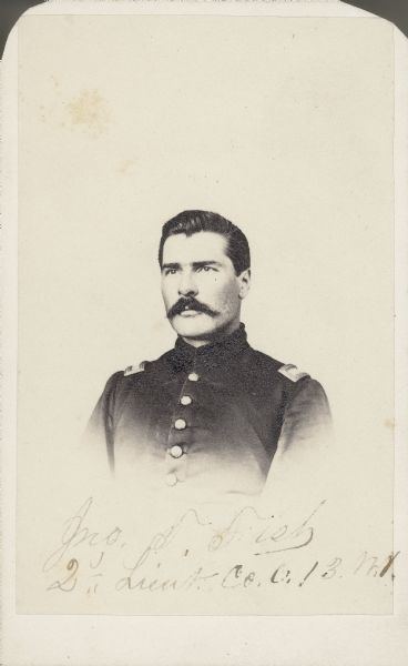 Vignetted carte-de-visite of 2nd Lieutenant John F. Fish, Company C, 13th Wisconsin Infantry.
