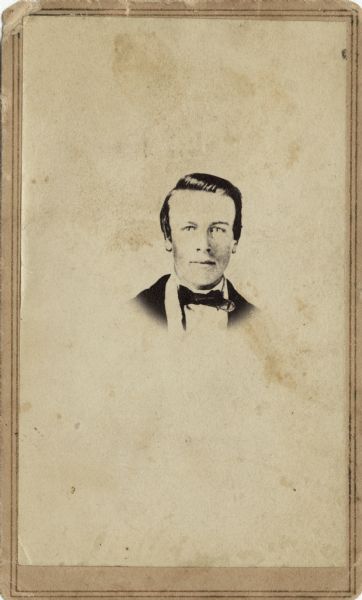 Vignetted carte-de-visite portrait of Charles Baker, Company B, 14th Wisconsin Infantry, who was killed in action.