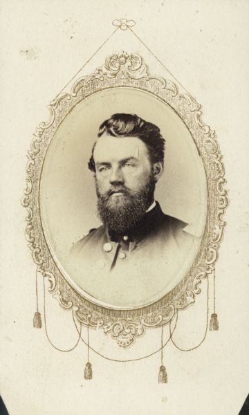 Quarter-length carte-de-visite portrait of Captain Alexander Ahab Arnold, Company C, 30th Wisconsin Infantry.