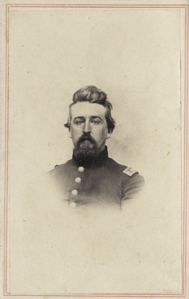 Vignetted carte-de-visite portrait of Dr. Edwin J. Farr, Assistant Surgeon, F & S, 30th Wisconsin Infantry.
