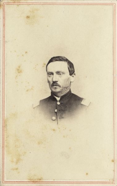 Vignetted carte-de-visite portrait of Major David C. Fulton, F & S, 1st Heavy Artillery.