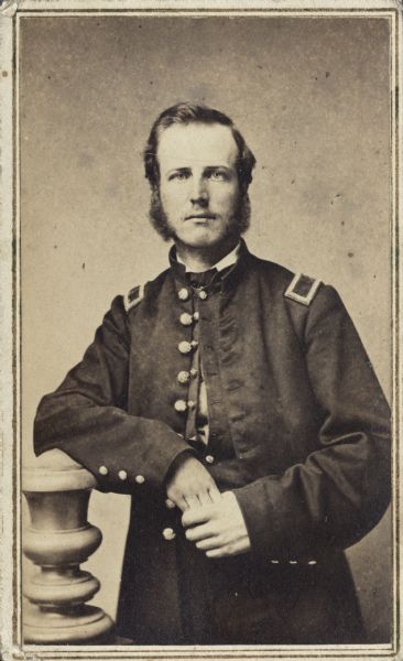 Waist-up carte-de-visite portrait of Lieutenant William H. Howes, Company H, 30th Wisconsin Infantry.
