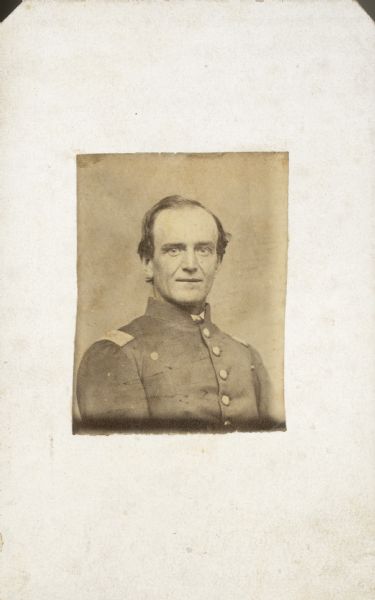 Quarter-length portrait of Quartermaster William P. Forsyth, F & S, 53rd Wisconsin Infantry. He was mustered out of service on May 11, 1865.