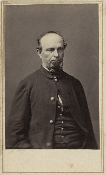 Waist-up carte-de-visite portrait of Morgan L. Martin, 3rd Wisconsin Cavalry.