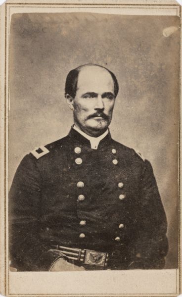 Waist-up carte-de-visite portrait of Colonel James H. McMillian, 21st Indiana Infantry. Later he was promoted to Major General of U.S. Volunteers.