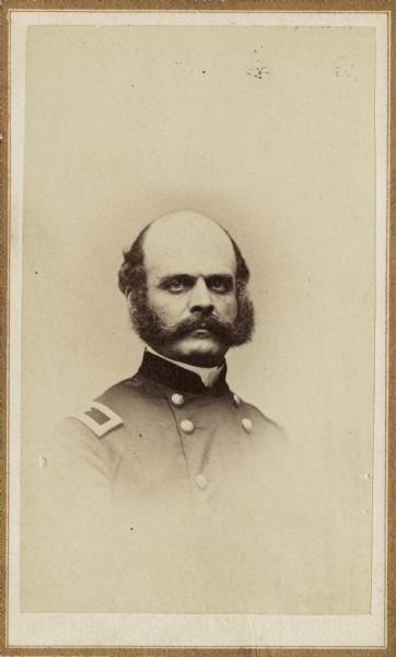 Vignetted carte-de-visite portrait of General Ambrose Burnside.