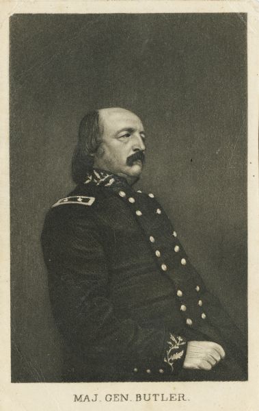 Seated engraved portrait of Major General Benjamin F. Butler.