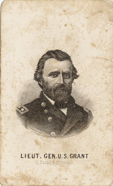 Engraved carte-de-visite portrait of General Ulysses S. Grant.