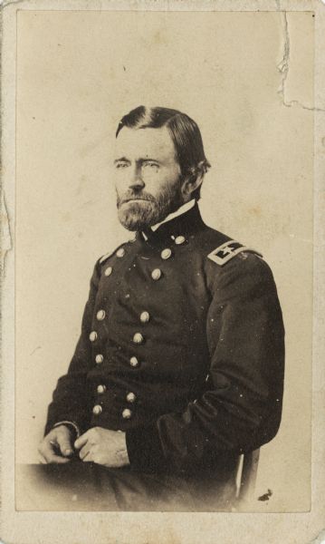 Seated carte-de-visite portrait of Lieutenant General Ulysses S. Grant.