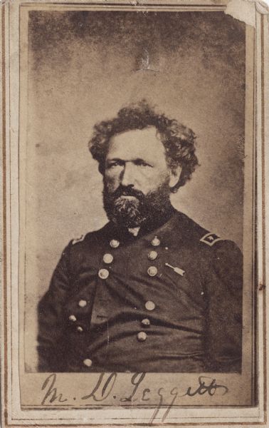 Waist-up carte-de-visite portrait of Major General Mortimer D. Leggett, a commander in the 78th Ohio Volunteers.