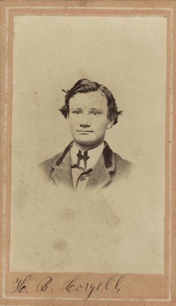 Vignetted carte-de-visite portrait of Private Henry Coryell, Company A, 34th Illinois Volunteer Infantry, age 19, from Fulton, Illinois.