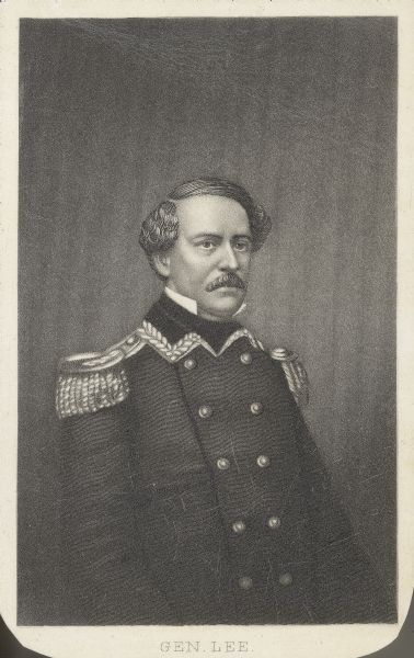 Engraved waist-up carte-de-visite portrait of General Robert E. Lee.