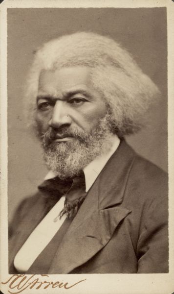 Quarter-length carte-de-visite portrait of Frederick Douglass, an abolitionist and publisher of the newspaper <i>The North Star</i>.