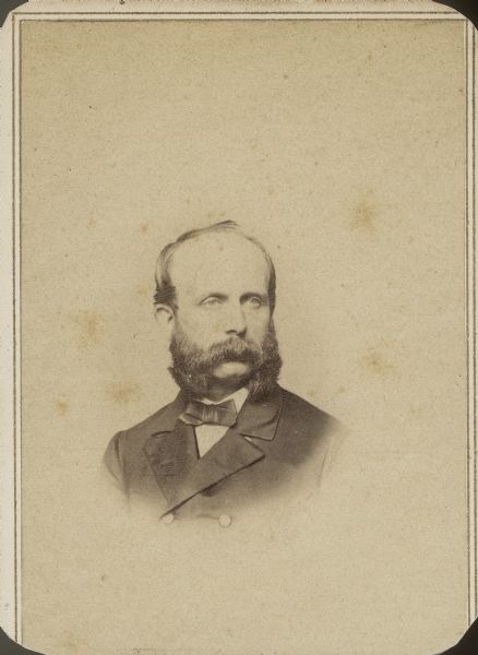Vignetted carte-de-visite portrait of Colonel Washington Y. Selleck, the Military Agent for Wisconsin during the Civil War.