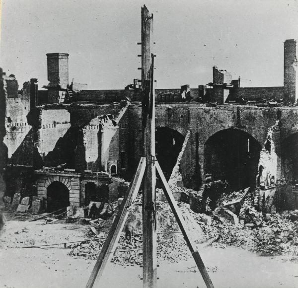 Fort Sumter after bombardment by the Confederates.