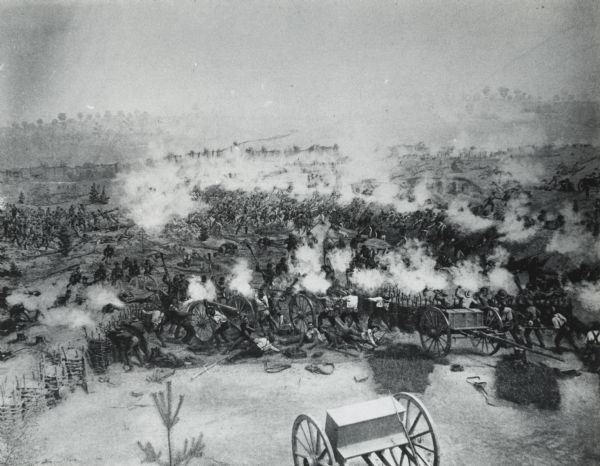 A photograph of a scene from the panoramic painting "Grant's Assault on Vicksburg..."