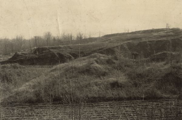 Railroad redoubt seen from the north showing the slope where General Grant's column charged on May 22, 1863, during the siege of Vicksburg.