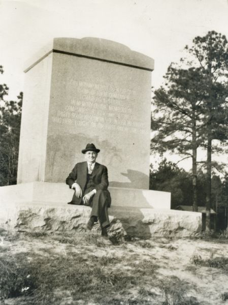 A monument dedicated to the 36th Wisconsin Volunteer Infantry, Companies B, E, F, and G. These companies were part of the Army of the Potomac, who fought at the Battle of Totopotomoy on June 1, 1864.  The inscription of the monument reads: "This monument has been erected by one of their comrades, Charles A. Storke, in memory of the members of Companies B, E, F, and G for the Thirty-sixth Wisconsin Volunteer Infantry who here fought on the first day of June, 1864."