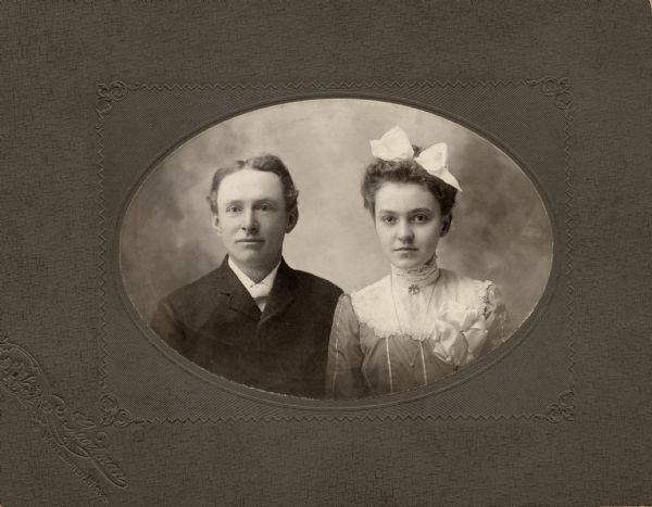 Studio wedding portrait of W.V.B. (Will) Holloway and Lorena Taylor Holloway, Richard Quinney's maternal grandparents.