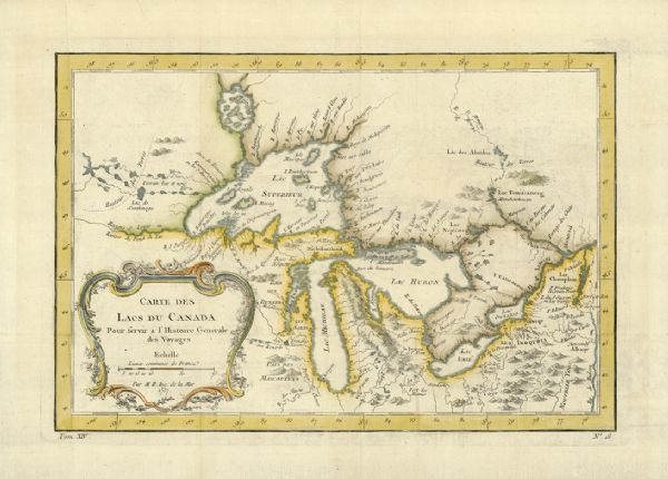 The Canadian Lakes. Scale [ca. 1:6,500,000]. Paris: 1757.