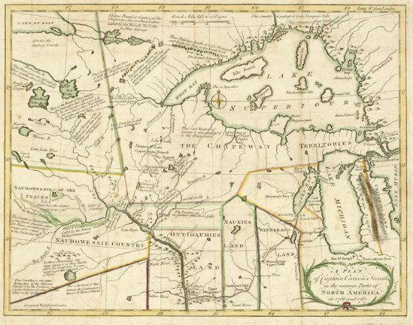 Hand-colored. London, 1778. Coordinates: W 99&#8304;--W 83&#8304;/N 49&#8304;--N 41&#8304;. Scale [ca. 1:3,500,000]