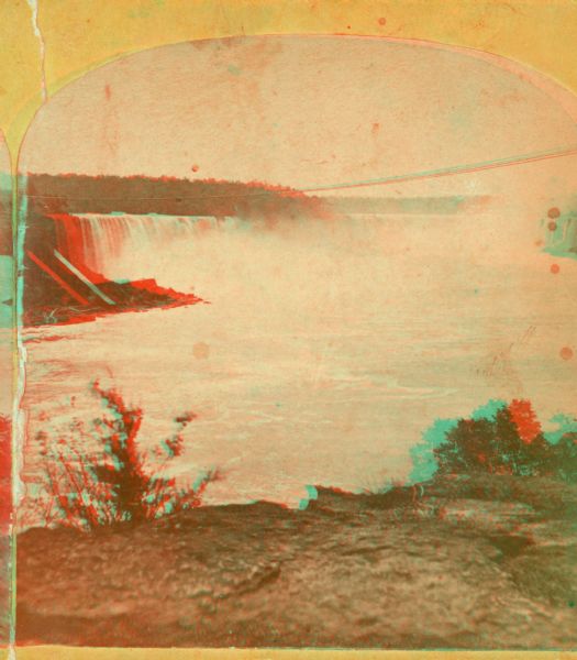 An A.L. Dahl photograph, one of "Two different views of the Falls from Canada side," from the series "Niagara Falls and Suspension Bridge" as mentioned in his 1877 "Catalogue of Stereoscopic Views."