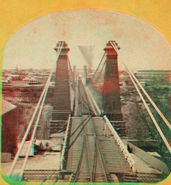 "Top view of Suspension Bridge," from the series "Niagara Falls and Suspension Bridge" as noted in his 1877 "Catalogue of Stereoscopic Views."