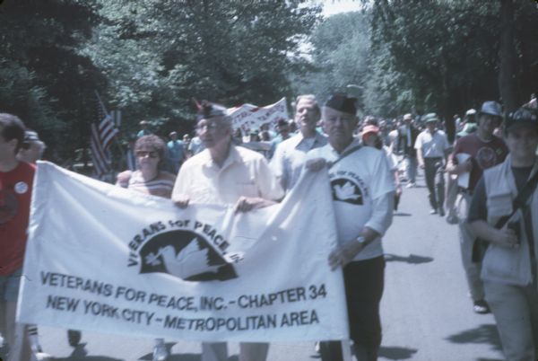 New York members of Veterans for Peace, a national organization that united veterans of all wars, marching in a Fourth of July Parade.