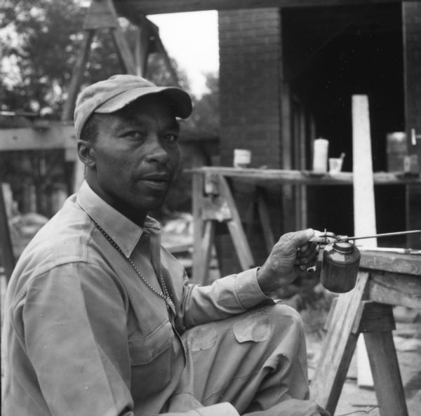 John McFerren, a leader of the civil rights movement in Somerville, working on the construction of a new building for the organization.