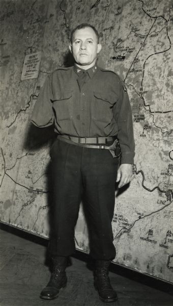 Colonel Robert S. Allen, photographed in Germany only a few days after being wounded and captured by the Germans. It was a German surgeon who amputated his arm and probably saved his life.